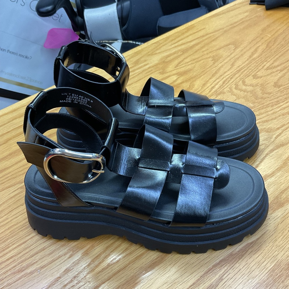 ASOS Black Strappy Platform Sandals